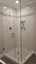 rectangle shower enclosure with heavy glass swinging doors